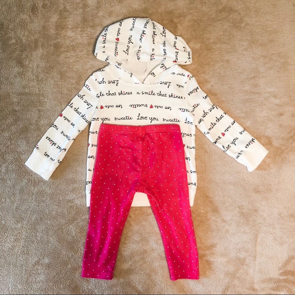 💕Carter’s Valentines Hearts Hooded Top & Leggings-18 …
